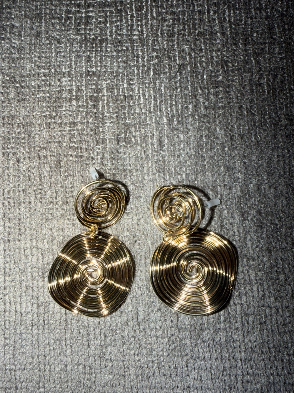 Gold Spiral Drop Earrings - Women Jewelry